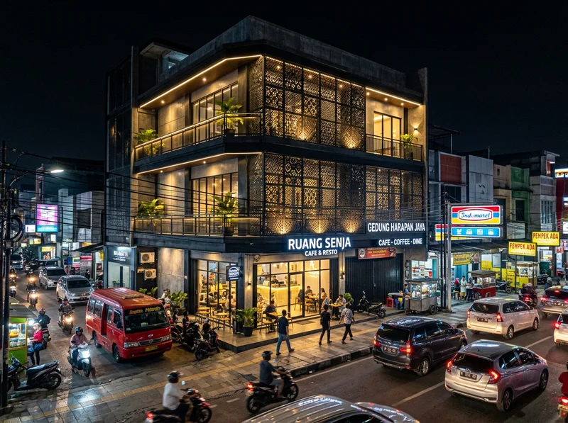 Transformasi Fasad Ruko di Jalan Basuki Rahmat Palembang Menggunakan Laser Cutting
