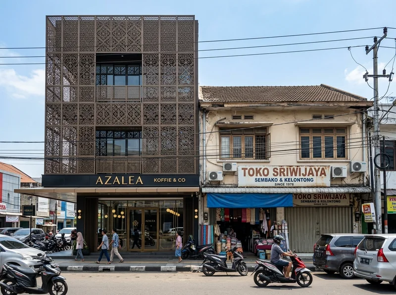 Desain Fasad Ruko Laser Cutting Modern di Palembang