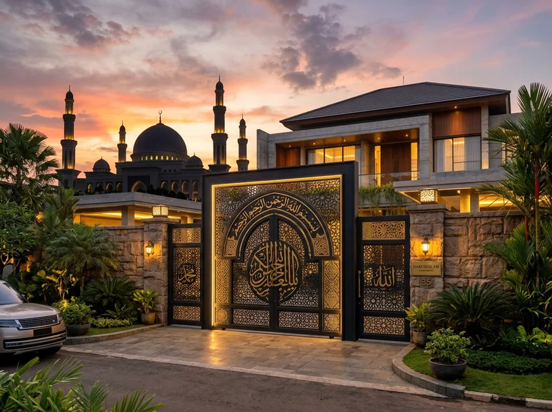 Pagar Laser Cutting Kaligrafi Nuansa Islami Modern di Palembang